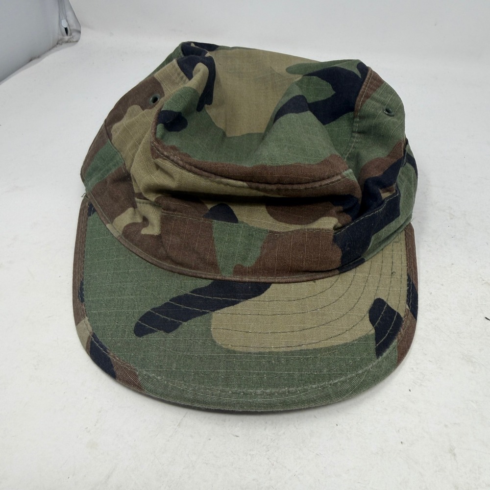 Atlas Headwear Cap Mens 7 1/2 Hot Weather Woodland Camo Ripstop Atlas EUC